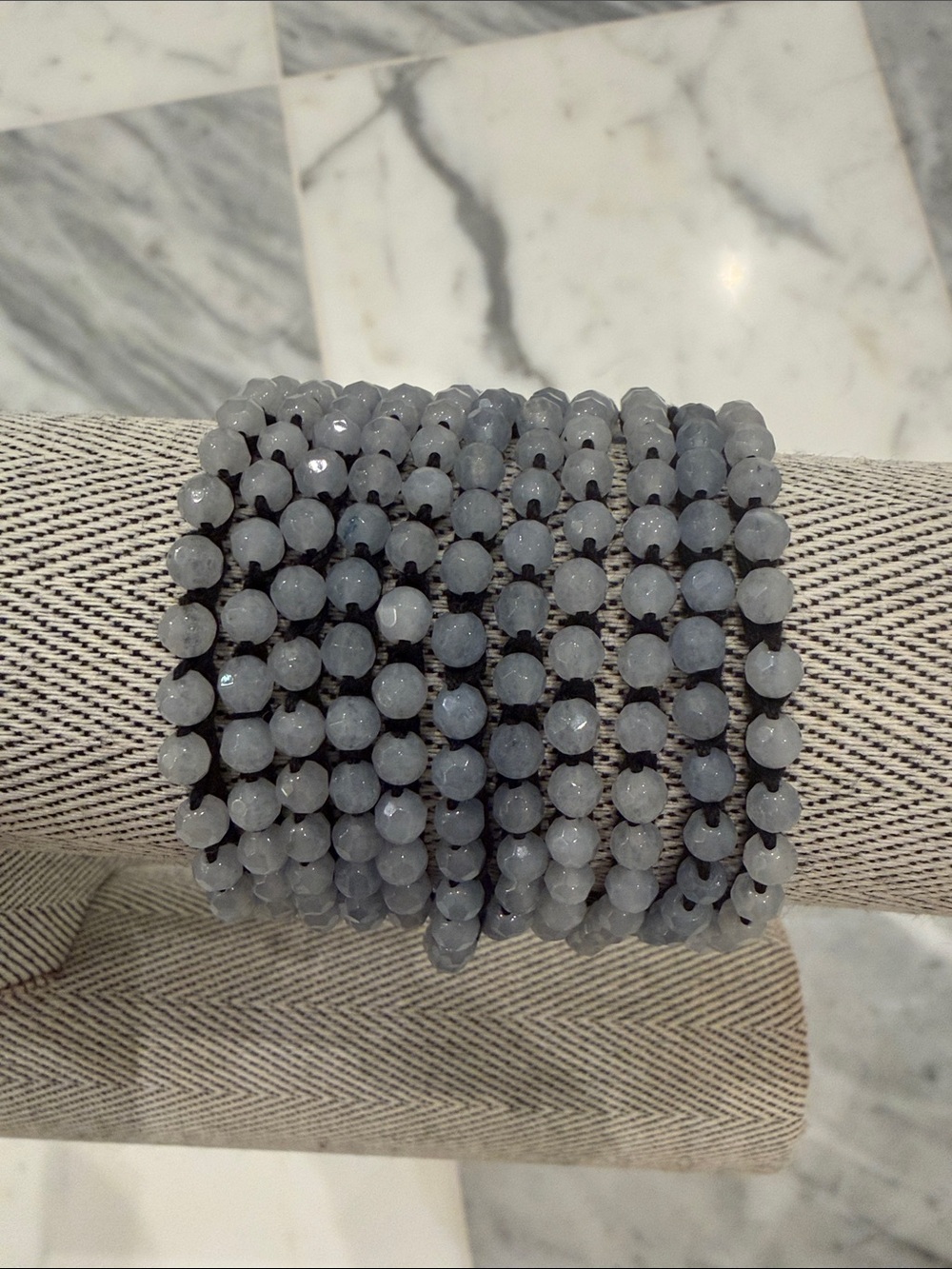 Chan Luu Light Gray Faceted Bead Wrap Bracelet